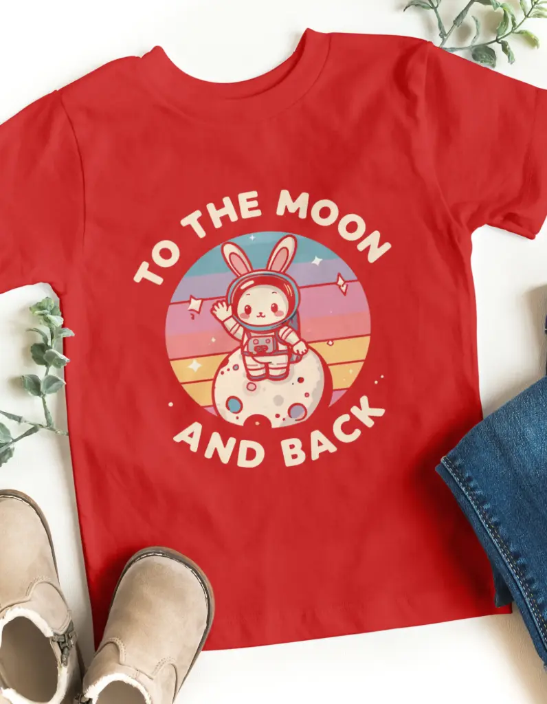To the Moon and Back – Cute Bunny Astronaut Kids’ T-Shirt