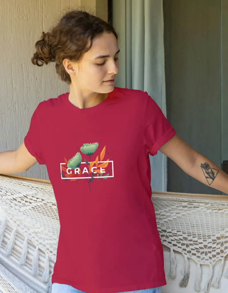 GRACE – Floral Typography T-Shirt