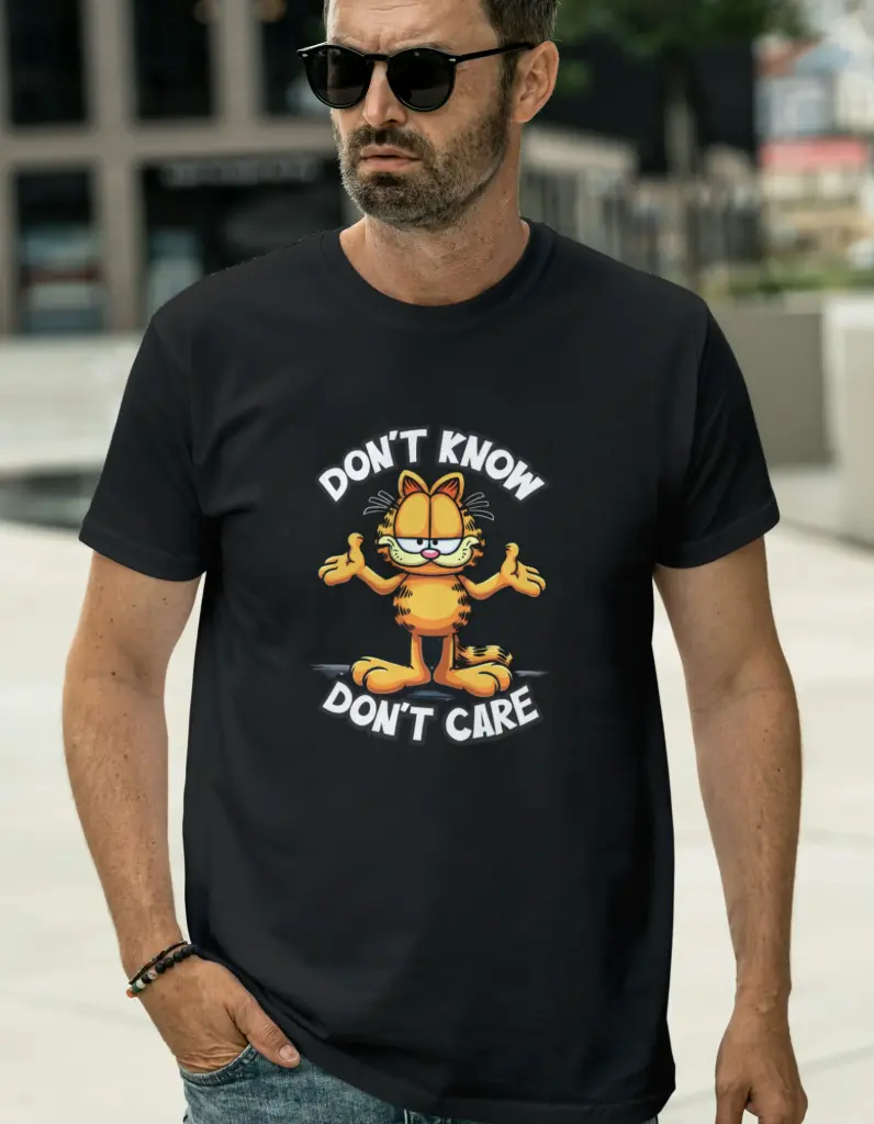 “Don’t Know, Don’t Care” Cartoon Cat T-Shirt