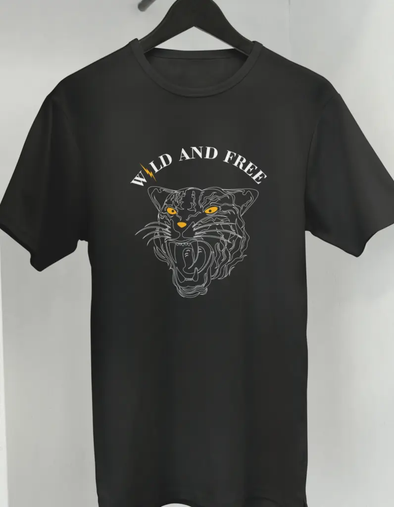 Wild & Free – Panther Line Art Graphic T-Shirt