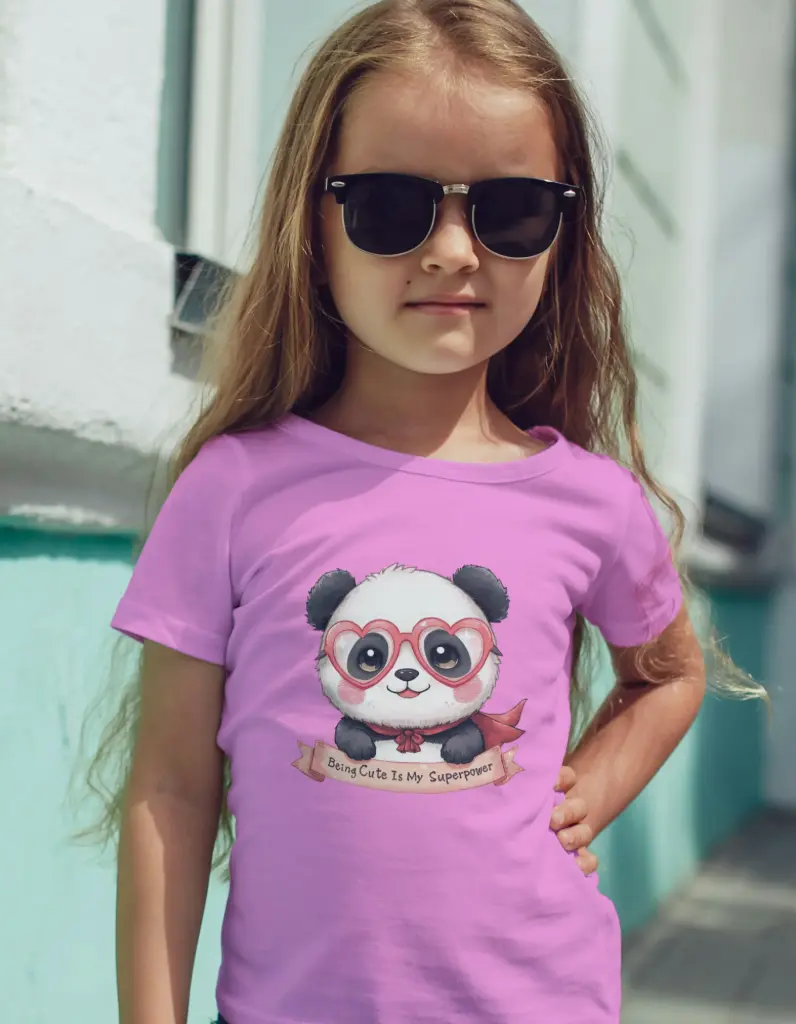 Kids T-Shirt – “Being Cute Is My Superpower” | Adorable Panda Design