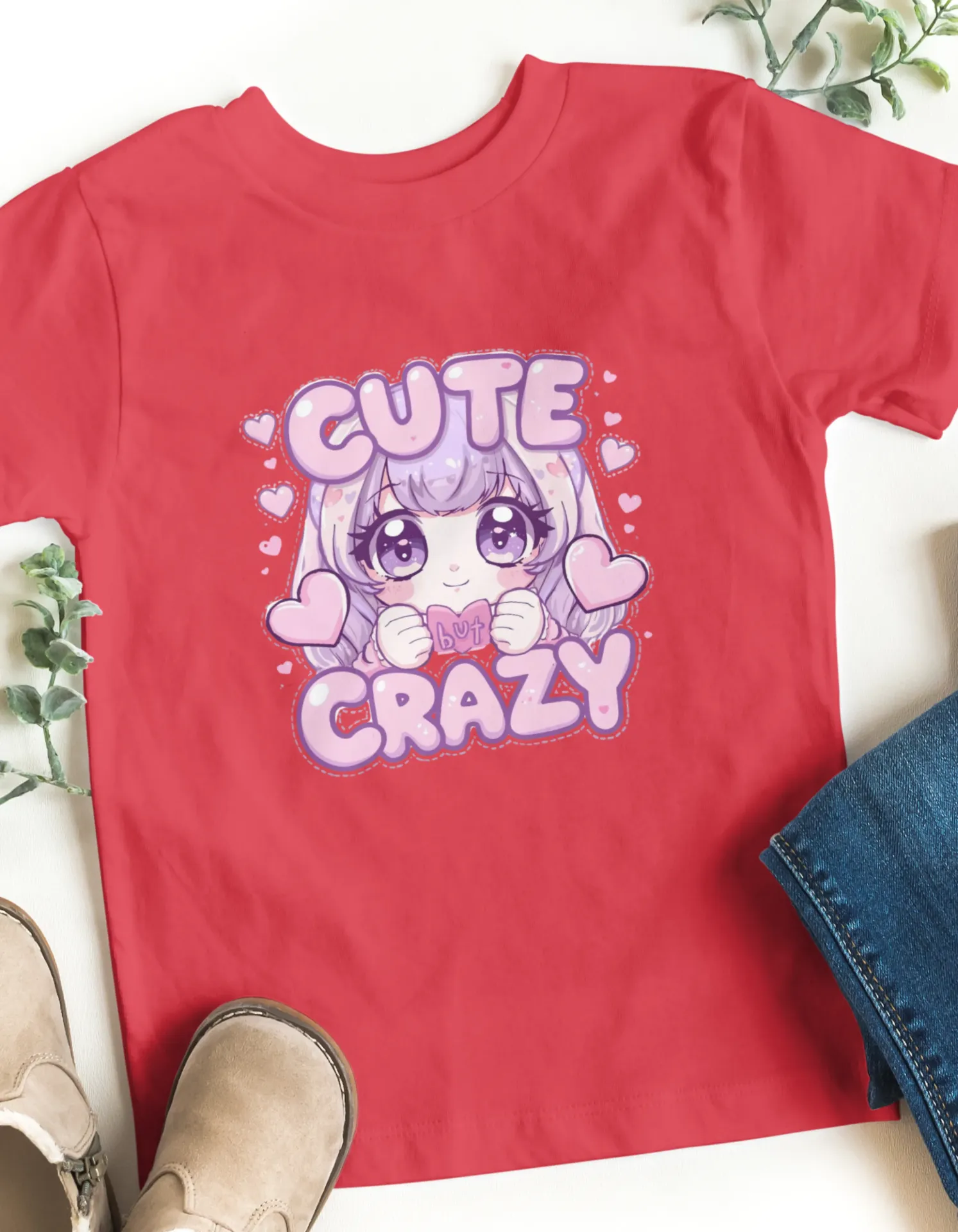 💗 Cute But Crazy – Kawaii Graphic Girl's T-Shirt