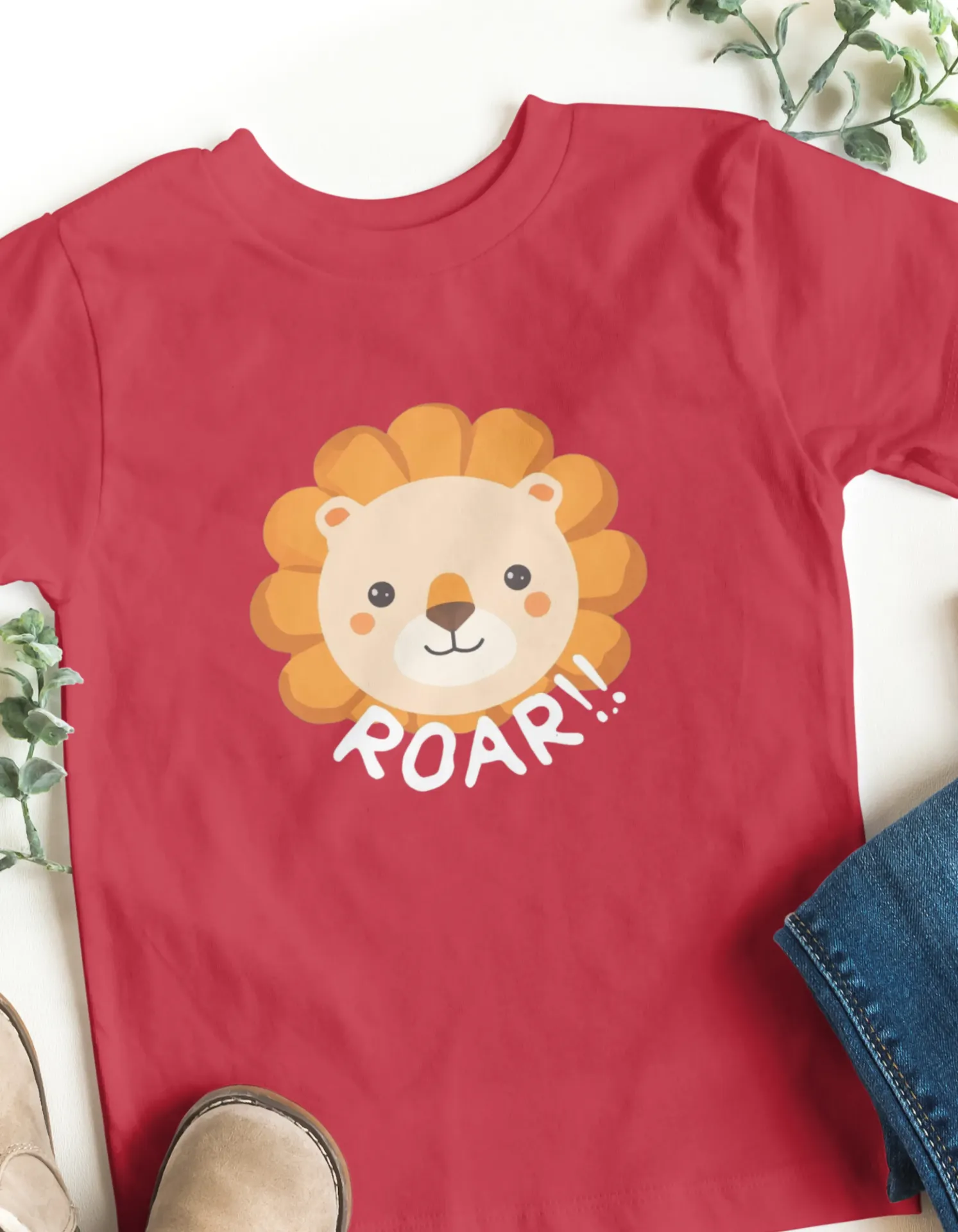 🦁 ROAR!! – Cute Lion Kids’ Graphic T-Shirt