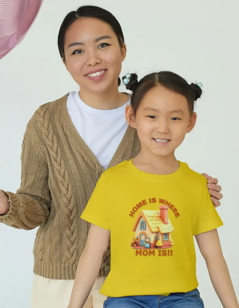 🏡 Home is Where Mom Is!! – Kids T-Shirt (1-2 Years, Yellow)