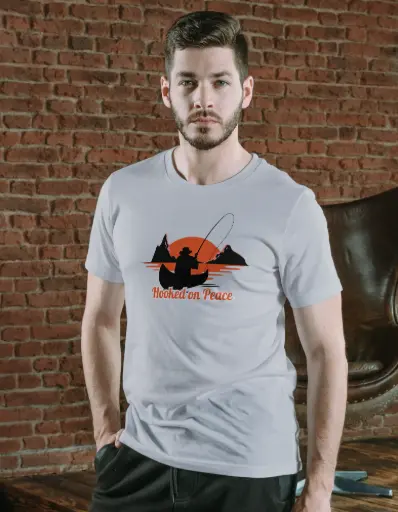🎣 Hooked on Peace T-Shirt – Fishing Edition