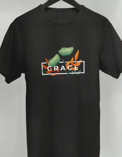 GRACE – Floral Typography T-Shirt