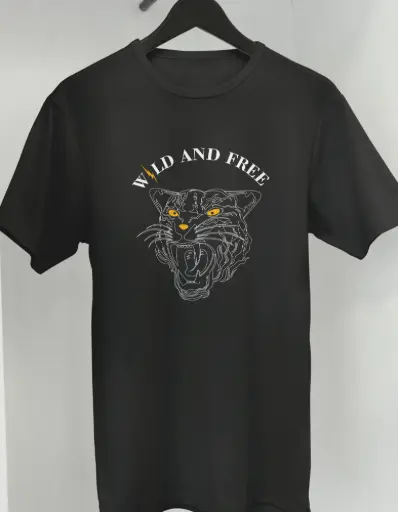 Wild & Free – Panther Line Art Graphic T-Shirt