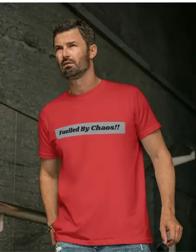 FUELED BY CHAOS!! – Men’s Bold Graphic Tee